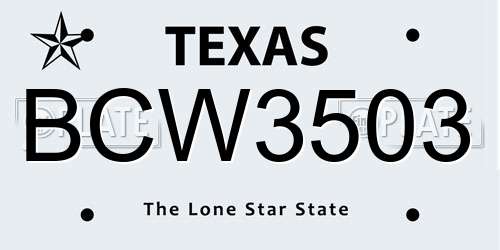 BCW3503 Texas License Plate