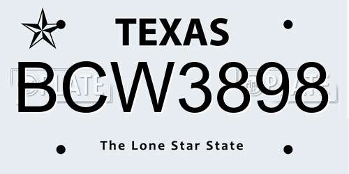 BCW3898 Texas License Plate