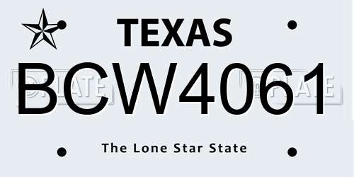 BCW4061 Texas License Plate