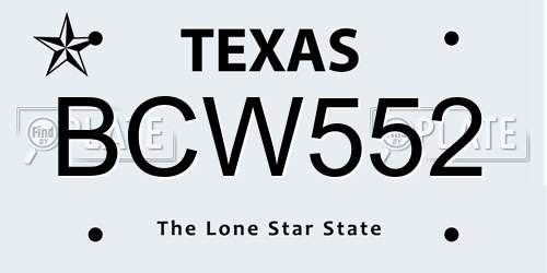 BCW552 Texas License Plate