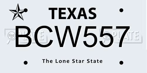 BCW557 Texas License Plate