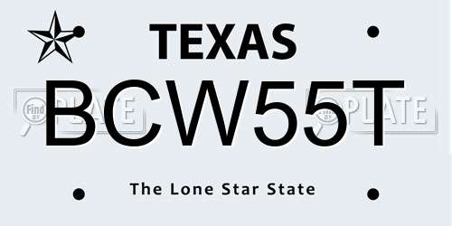 BCW55T Texas License Plate