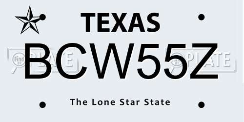 BCW55Z Texas License Plate