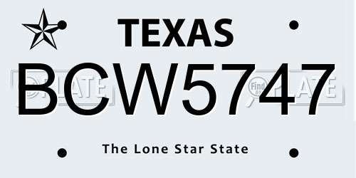 BCW5747 Texas License Plate