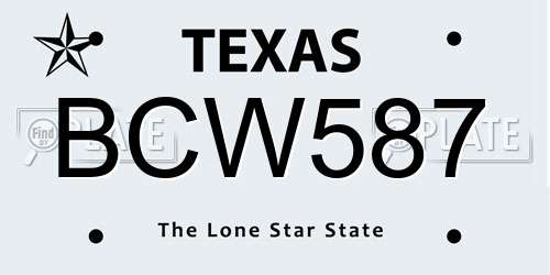 BCW587 Texas License Plate