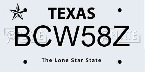 BCW58Z Texas License Plate
