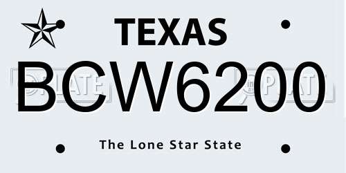 BCW6200 Texas License Plate