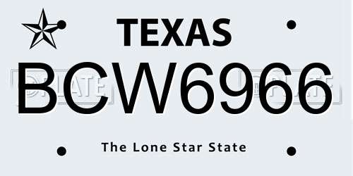 BCW6966 Texas License Plate
