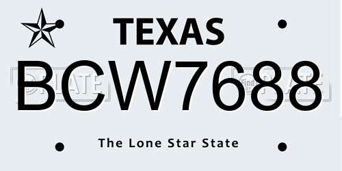 BCW7688 Texas License Plate