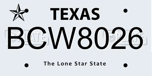 BCW8026 Texas License Plate