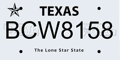 BCW8158 Texas License Plate