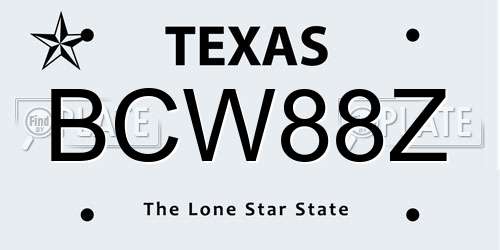 BCW88Z Texas License Plate