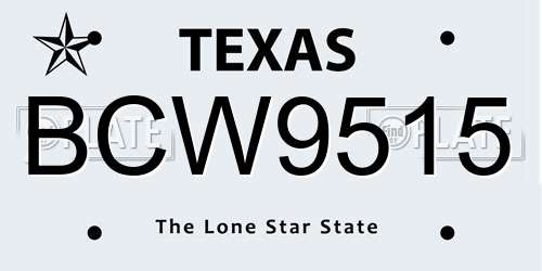 BCW9515 Texas License Plate
