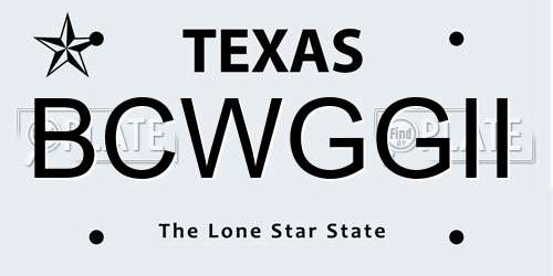 BCWGGII Texas License Plate