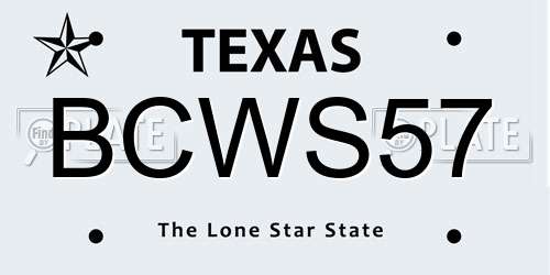 BCWS57 Texas License Plate