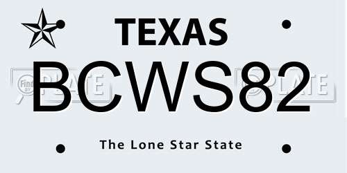 BCWS82 Texas License Plate