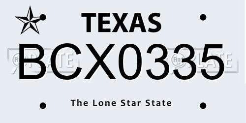 BCX0335 Texas License Plate