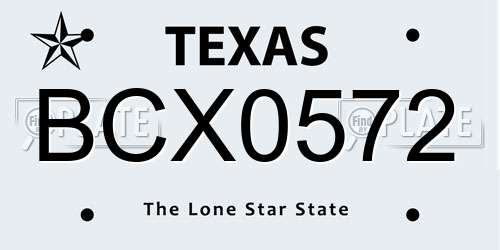 BCX0572 Texas License Plate