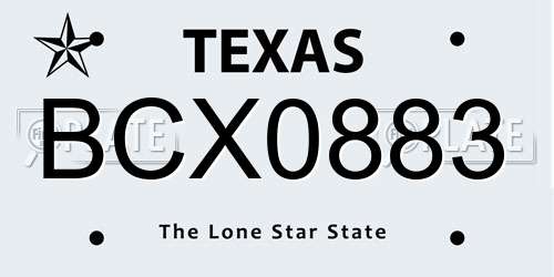 BCX0883 Texas License Plate