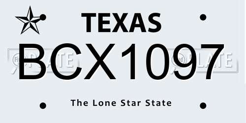 BCX1097 Texas License Plate