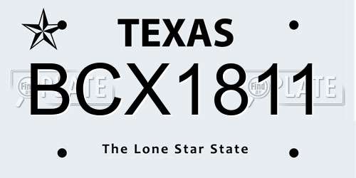 BCX1811 Texas License Plate