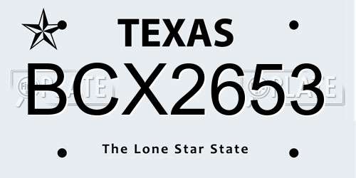 BCX2653 Texas License Plate