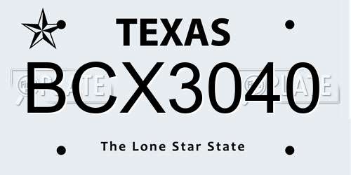 BCX3040 Texas License Plate