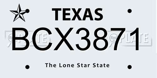 BCX3871 Texas License Plate