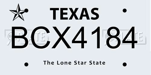 BCX4184 Texas License Plate