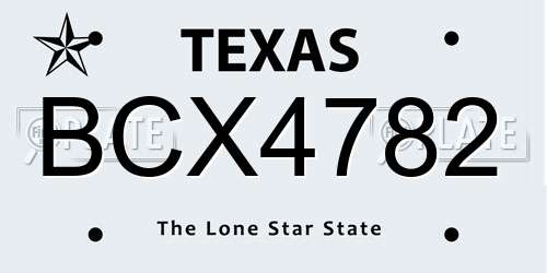BCX4782 Texas License Plate