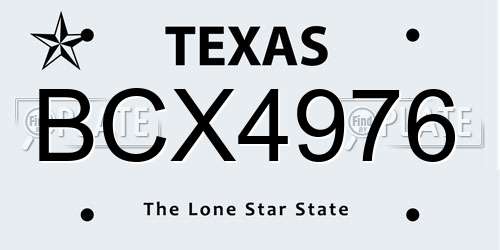 BCX4976 Texas License Plate