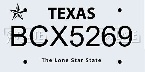 BCX5269 Texas License Plate