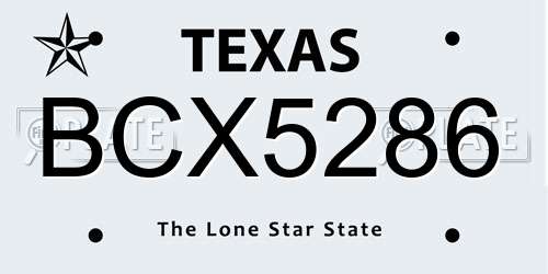 BCX5286 Texas License Plate