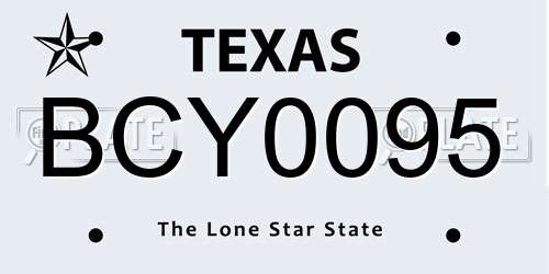 BCY0095 Texas License Plate
