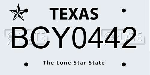 BCY0442 Texas License Plate