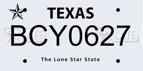 BCY0627 Texas License Plate