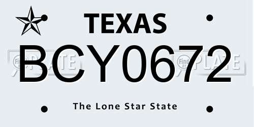 BCY0672 Texas License Plate