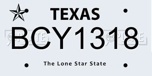 BCY1318 Texas License Plate