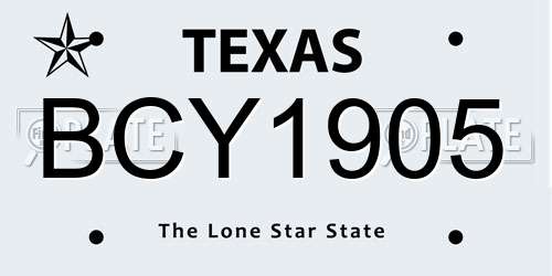 BCY1905 Texas License Plate