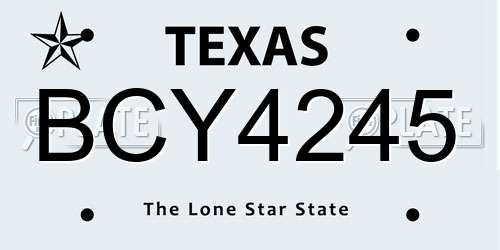 BCY4245 Texas License Plate