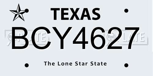 BCY4627 Texas License Plate