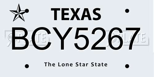 BCY5267 Texas License Plate