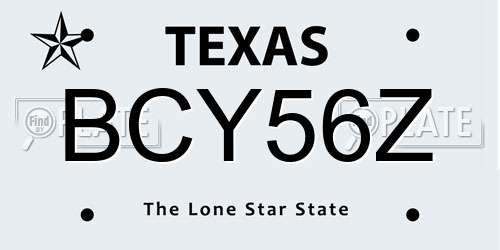 BCY56Z Texas License Plate