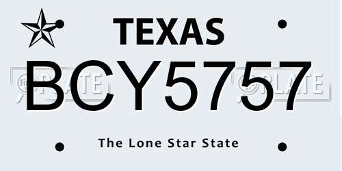 BCY5757 Texas License Plate