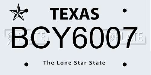 BCY6007 Texas License Plate