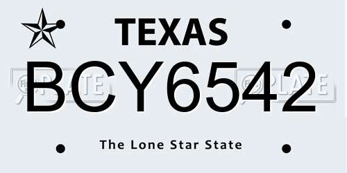 BCY6542 Texas License Plate
