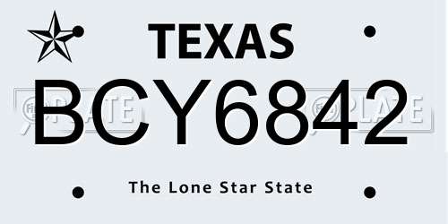 BCY6842 Texas License Plate