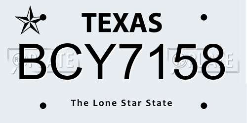 BCY7158 Texas License Plate