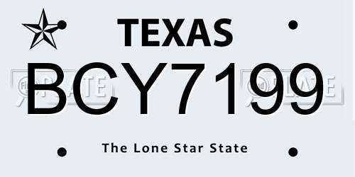 BCY7199 Texas License Plate