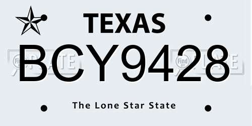 BCY9428 Texas License Plate